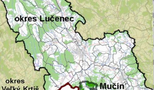 Mapka obce Mučín  