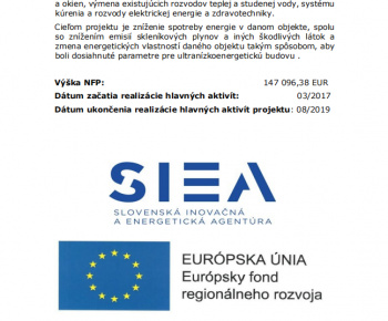 Rekonštrukcia a zníženie energetickej náročnosti budovy obecného úradu v obci Mučín